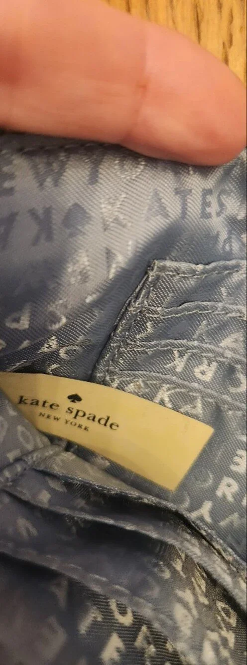 kate spade Light Blue Double Zip Wristlet Clutch with Gold Plaque